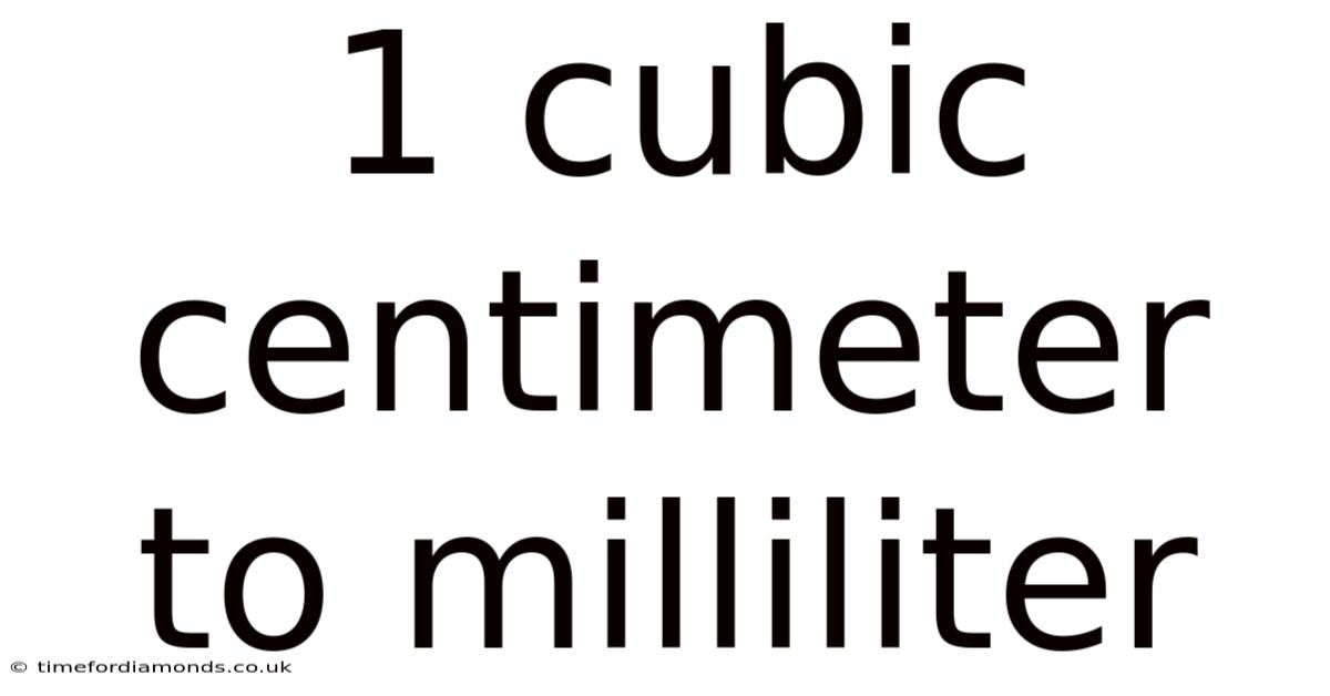 1 Cubic Centimeter To Milliliter