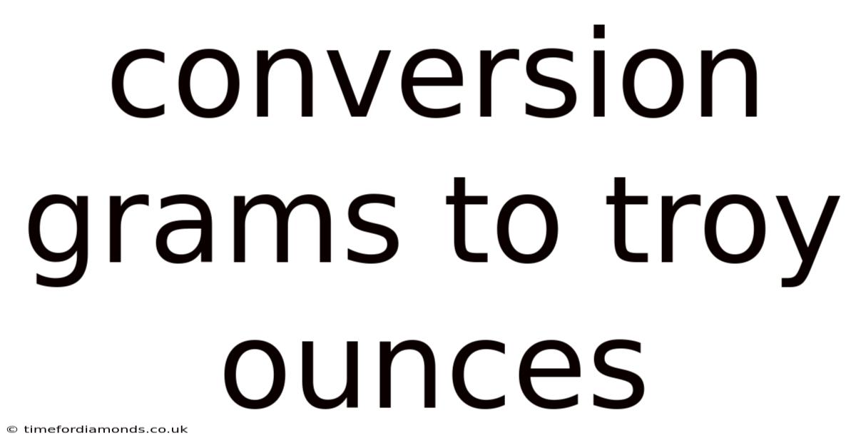 Conversion Grams To Troy Ounces