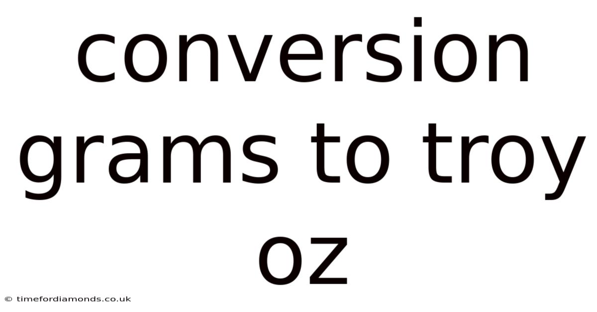 Conversion Grams To Troy Oz