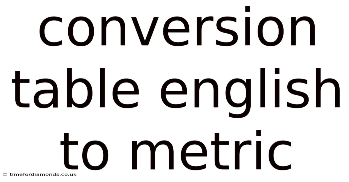 Conversion Table English To Metric