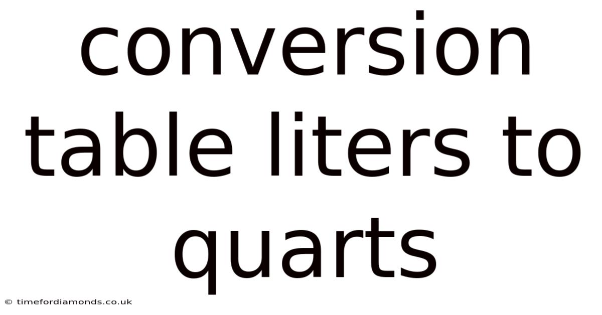 Conversion Table Liters To Quarts
