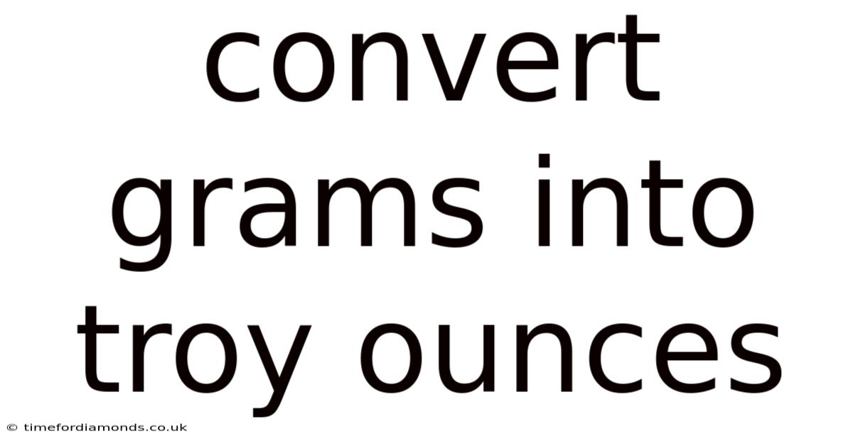 Convert Grams Into Troy Ounces