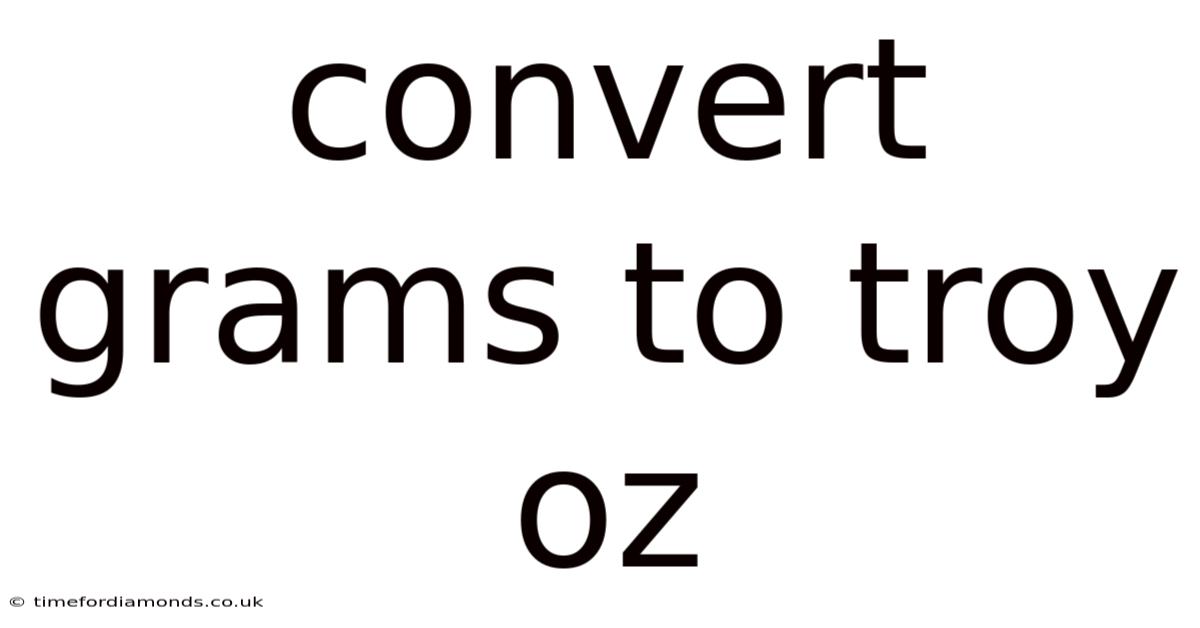 Convert Grams To Troy Oz