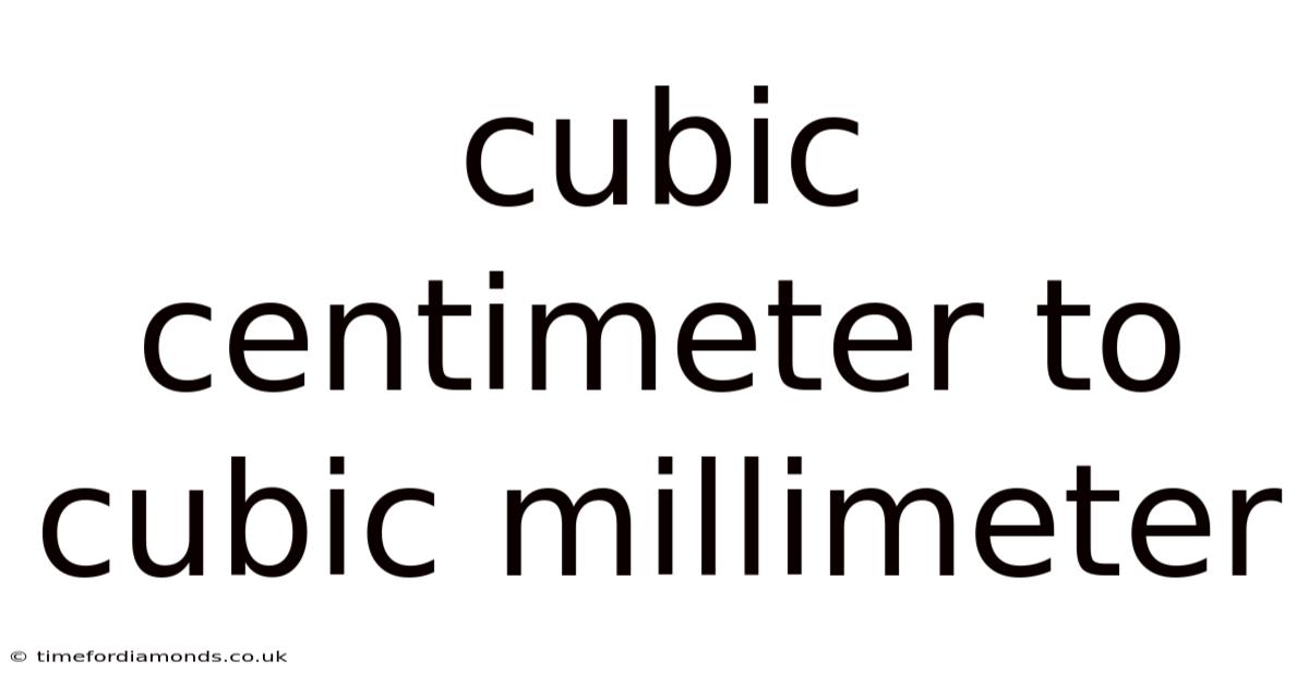 Cubic Centimeter To Cubic Millimeter
