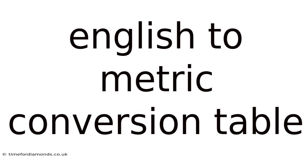 English To Metric Conversion Table