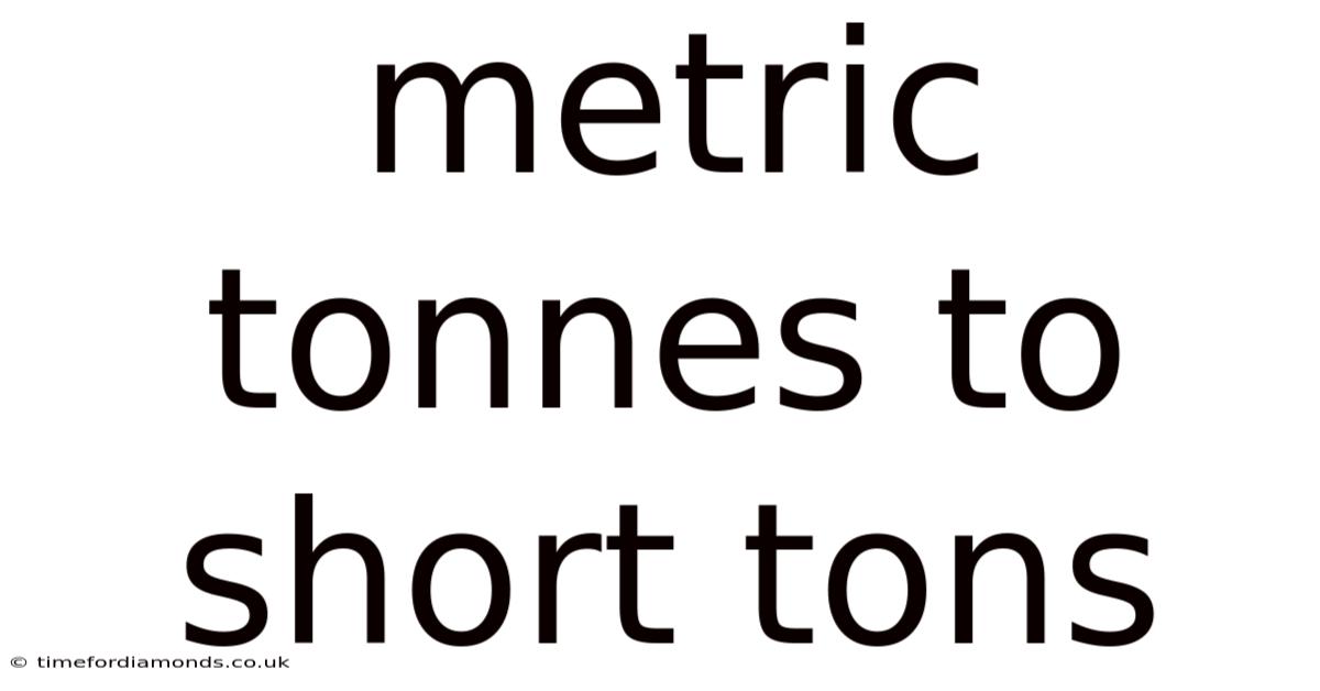 Metric Tonnes To Short Tons